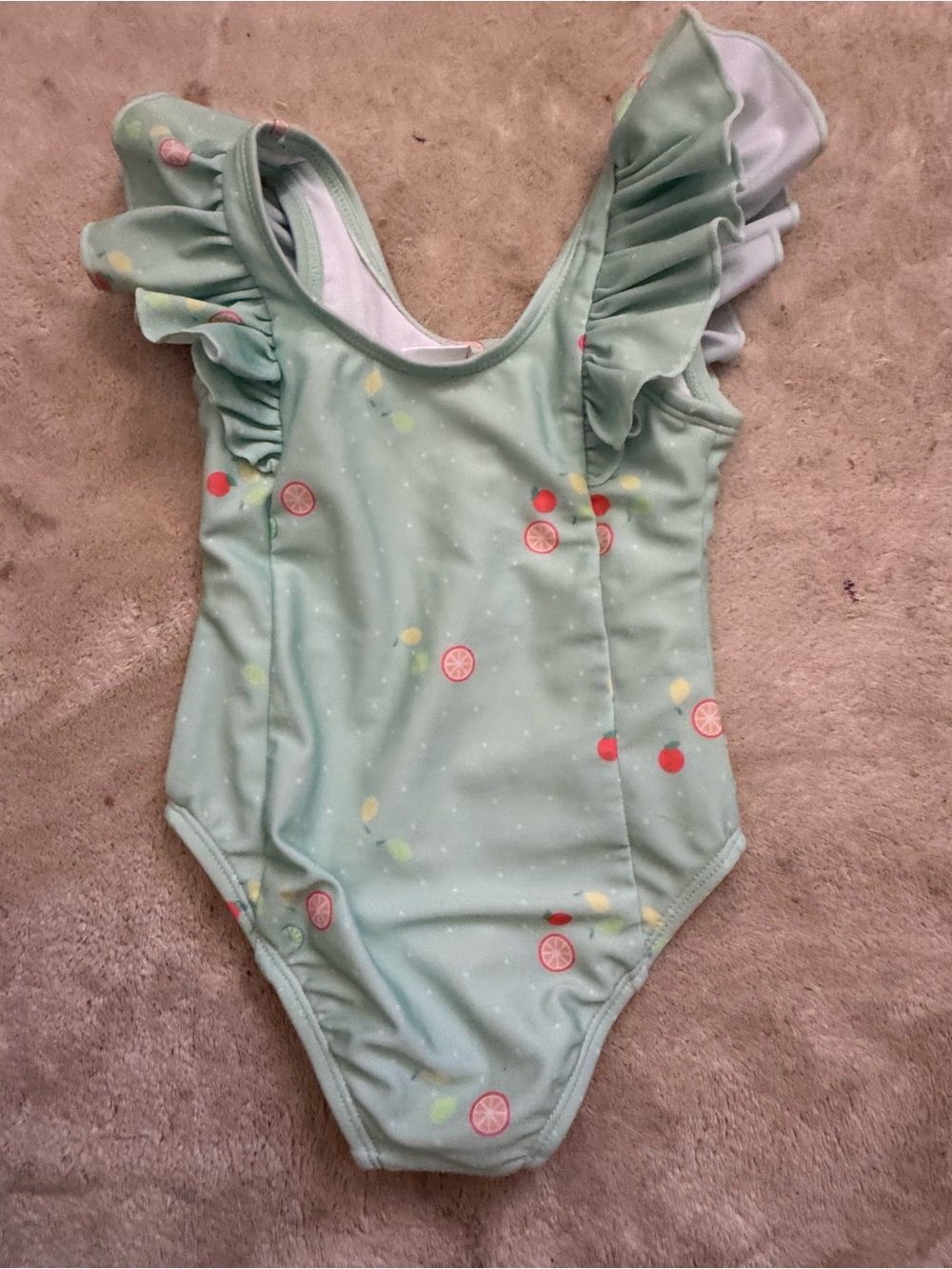 Cat & Jack Mint Green Trim White Baby Swim Onesie